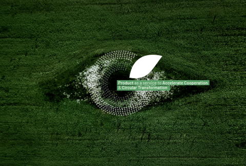 Circular logo against green background