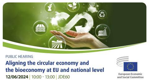 The EESC logo with the picture of a hand holding a circular arrow against a green background