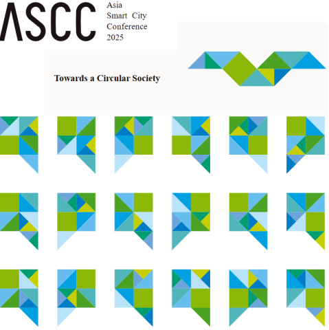 Event visual with the text: ASCC Asia Smart City Conference 2035 Towards a Circular Society. There are multiple multicoloured speech bubbles.