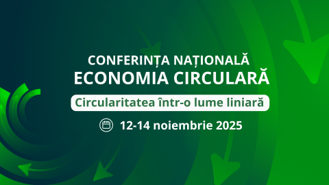 Conference banner with a green background and the tile of the conference and dates in white text