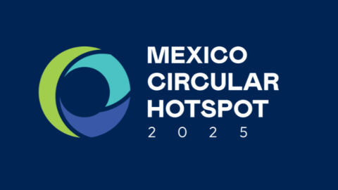 Light green, light blue and dark blue circle and the text: Mexico Circular Hotspot 2025