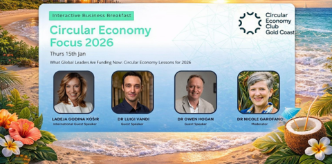 Interactive business breakfast – Circular economy focus 2026. Photos of the four speakers
