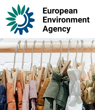 Clothes hanging up, with the words "European Environment Agency" and its blue and greenwheel logo