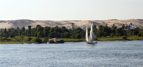 A photo of a landscape of a river in Egypt