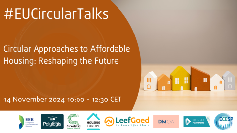 Illustration depicting Circular approaches to affordable housing: reshaping the future. Date:  14 November, Time: 10:00-12:30 CET