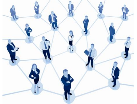 people connected by a web of lines