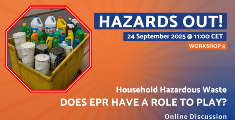 Hazards Out! – 24 September 2025 @11:00 CET – Workshop 3 – Hazardous Household Waste: Does EPR have a role to play? Online discussion
