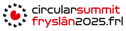 CircularSummitFryslân2025.frl, with a red heart shape surrounded by a circle of smaller black heart shapes