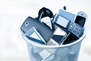 Electronic waste in a basket