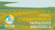"Achieving Circularity in Cities through Environmental Sustainability of Sports (ACCESS) - Final conference 14/05/2025 Brussels", and the image of a stadium