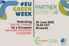 #EUGreenWeek Partner Events. 1-30 June 2026. Rethinking value chains for European nature-positive economy. 25 June 2026, 10.00 CET, Brussels