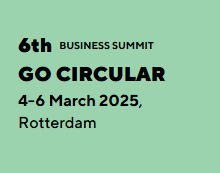 Green background with the words "6th Business Summit, Go Circular 2025"