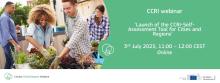 Event banner with an image of people doing gardening and with the words "CCRI webinar ‘Launch of the CCRI Self-Assessment Tool for Cities and Regions’. 3rd July 2025, 11:00-12:00. Online" 