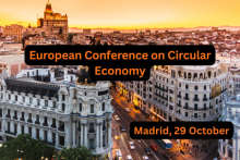 Photo of Madrid, with the words European Conference on Circular Economy Madrid, 29 October