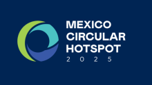 Light green, light blue and dark blue circle and the text: Mexico Circular Hotspot 2025