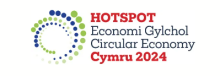Circular image with the words "HOTSPOT Economi Gylchol Circular Economy Cymru 2024"
