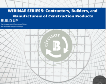 Circular B logo with the text: webinar series 5 contractors, builders, and manufacturers of construction products