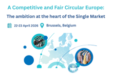 A competitive and fair circular Europe: The ambition at the heart of the single market – 22-23 April 2026. Brussels, Belgium. The ECESP, EESC and European Commission logos