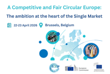 A competitive and fair circular Europe: The ambition at the heart of the single market – 22-23 April 2026. Brussels, Belgium. The ECESP, EESC and European Commission logos