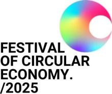 logo of the event, the title and a multicoloured circle