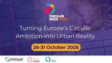 Save the date visual for Circular Week 2026 with the title, the date and the logos of the co-organisers