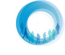 Circle logo with people walking