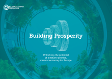 Circular building with trees and the title of the report "Building Prosperity: Unlocking the potential of a nature-positive, circular economy for Europe"