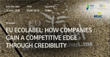 EU Ecolabel: How companies gain a competitive edge through credibility. Save the date: 11 June2026, 15:00-16:15, online. Webinar. Logos of the EEB, Ecopreneur.eu and BEUC