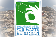 European Week for Waste Reduction logo against a backdrop of a landfill