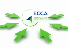 Green arrows pointing towards the logo of ECCA, European Circular Composites Alliance