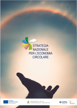 Picture of a hand reaching out and the title 'STRATEGIA NAZIONALE PER L’ECONOMIA CIRCOLARE'