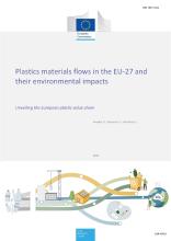 Front page of the report with the European Commission logo, the tile of the report and the names of the authors, and a diagram of the plastics value chain
