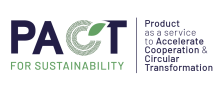 PACCT for sustainability logo with text "Product as a service to Accelerate Cooperation & Circular Transformation"