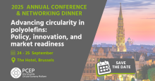 Event banner with the words "2025 Annual Conference & Networking Dinner. Advancing circularity in polyolefins: Policy, innovation and market readiness. 24-25 September. The Hotel, Brussels" and with a picture of Brussels city