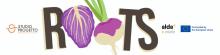 ROOTS project logo where the first o is a cabbage leaf and the second is a turnip. The logos of the two partners and the 'co-funded by the European Commission' logo are also present.