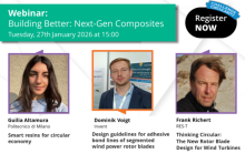 Banner for the event with the title and date in the top left, an oval with the text: register NOW challenge circularity in the top right, and the pictures of the three speakers and their topics below.