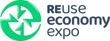 "REuse economy expo" and two green arrows forming a letter e