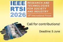 IEEE RTSI 2026, Research and Technologies for Society and Industry 10th International Forum. Call for contributions! Deadline: 5 June