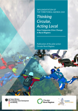 Implementation of the Territorial Agenda 2030. Thinking Circular, Acting Local - How Companies Drive Change in Rural Regions. Publication of the pilot action Circular rural regions. Logos of the Federal Ministry for Housing, Urban Development and Building. Circular Rural Regions, TA2030 Pilot actions