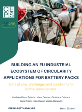 CEPS – BATRAW. Building an EU industrial ecosystem of circularity applications for battery packs: State of play, challenges and conditions for further development  - Vasileios Rizos, Patricia Urban, Gustavo Quintana Cabrera, Deniz Tekin, Hien Vu and Marika Moreschi. CEPS IN-DEPTH ANALYSIS March, 2026-01