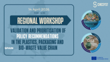 14 April 2026, 11.00-12.30. Regional workshop - Validation and prioritisation of policy recommendations in the plastics, packaging and bio-waste value chain. Spain. Circosyst. Funded by the European Union
