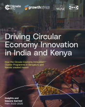Driving Circular Economy Innovation in India and Kenya How the Circular Economy Innovation Cluster Programme in Bengaluru and Nairobi created impact. Insights and lessons learned from 2023-2025. Logos of CLIMATE-KIC, Growth Africa, Second Muse and IKEA