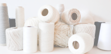 Rolls of white yarn