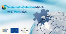SustainableSolutionsMatch – 16-27 March 2026. The logos of the Enterprise Europe Network and Up2Circ and the EU flag 