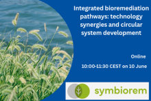 Integrated bioremediation pathways: technology synergies and circular system development. Online, 10:00-11:30 CEST on 10 June. Logo of the symbiorem project