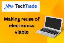 Making reuse of electronics viable. VA TechTrade logo, with a photo of a laptop