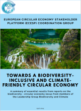 Front page of report on "Towards a biodiversity-inclusive and climate-friendly circular economy
