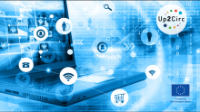 The Up2Circ logo with an image of a laptop