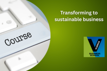 Transforming to sustainable business, with the logo of the Vlerick Business School