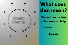 The words 'What does that mean? - Sometimes a clear definition can help. Concept: biomass'